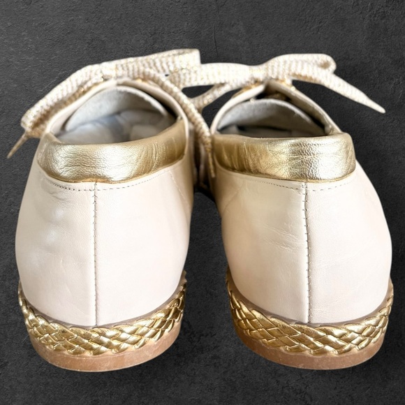BALLY Jallut Leather Oxford Sneaker Shoe | Ivory & Gold | Size 8 (Fit Size‎ 7.5) - Picture 4 of 12